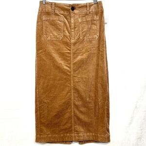 NEW Maeve Anthropologie Petite Small Colette Maxi Skirt Corduroy Cedar Tan $138‎